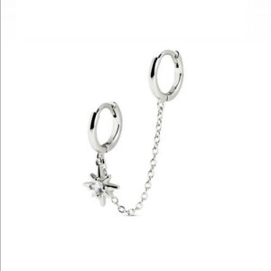 Pendiente Aros Plata Cadena y Estrella del Norte
