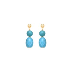 Pendientes en Plata de Ley 925 y Turquesa Acabado Oro Amarillo de 18k Shyra