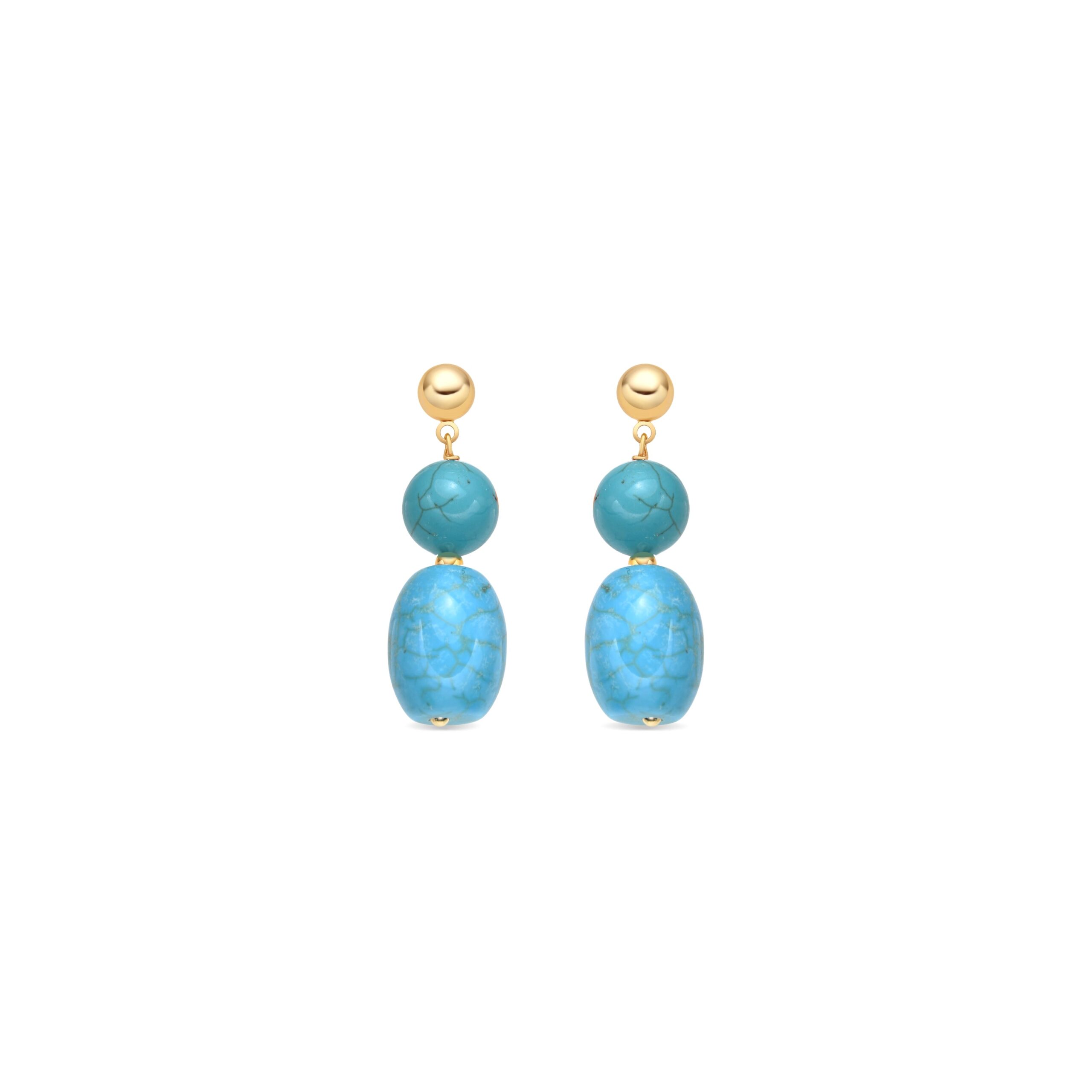 Pendientes en Plata de Ley 925 y Turquesa Acabado Oro Amarillo de 18k Shyra