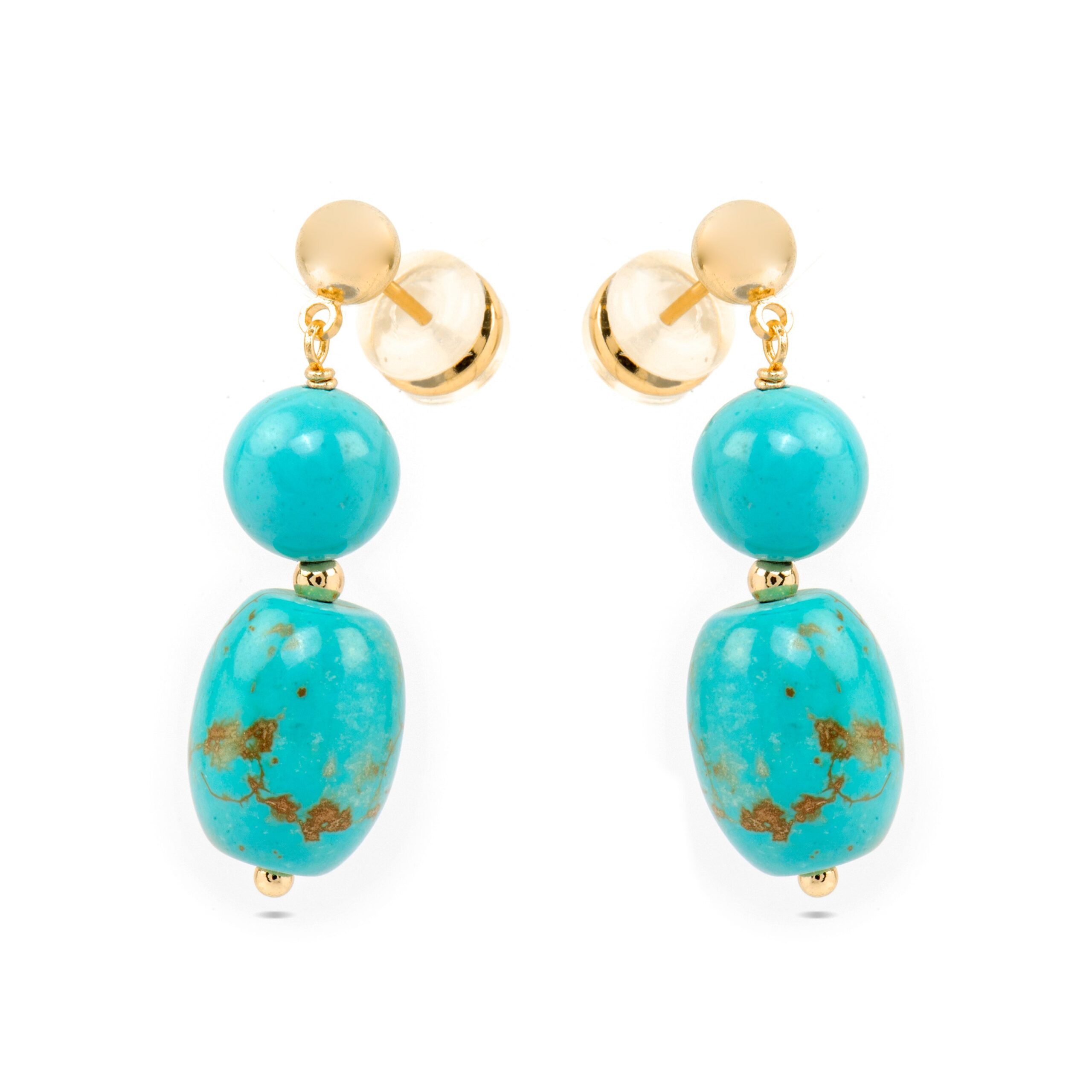 Pendientes en Plata de Ley 925 y Turquesa Acabado Oro Amarillo de 18k Shyra - Imagen 5