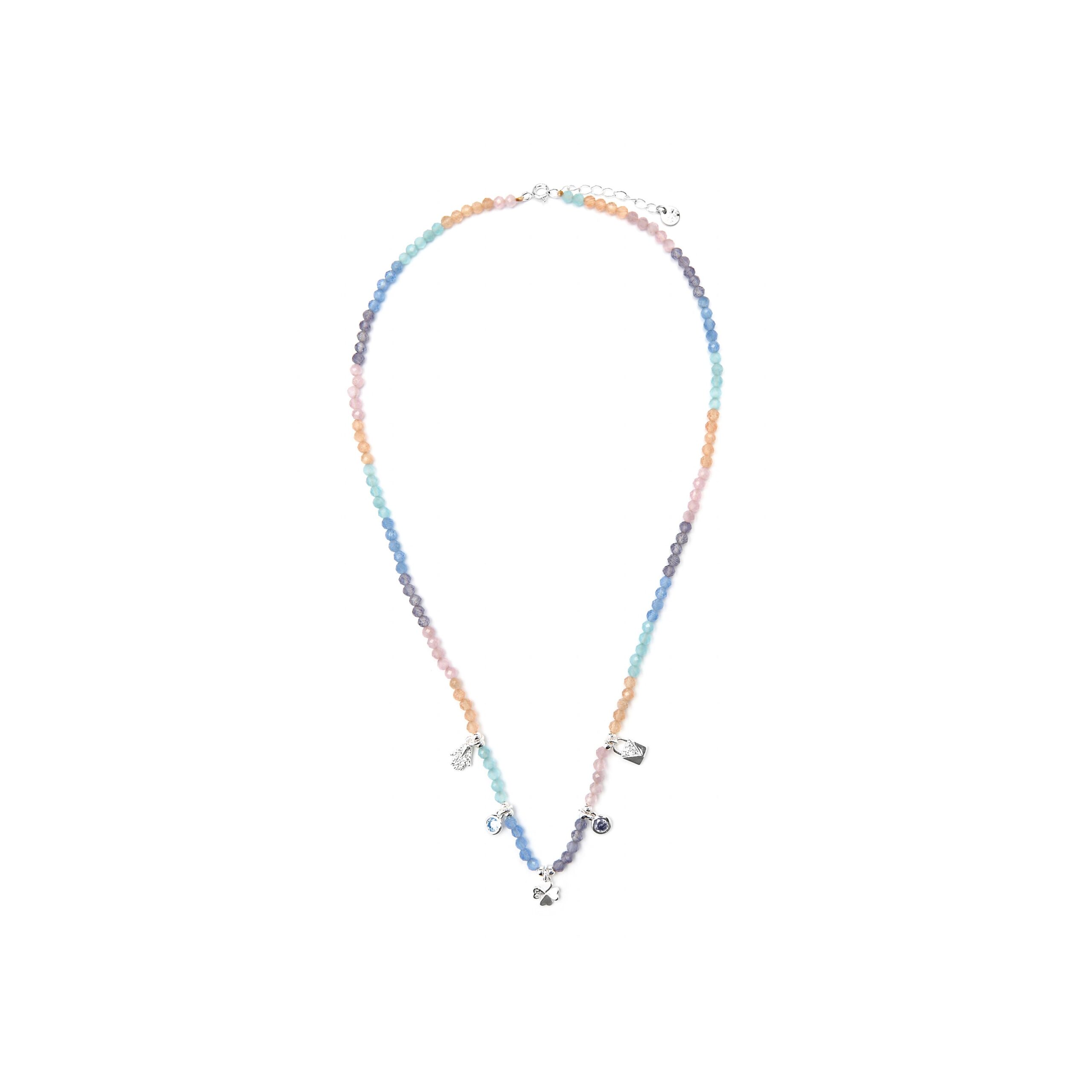 Collar de Plata de Ley 925 y Cristal Multicolor Acabado Rodio Muza - Imagen 3