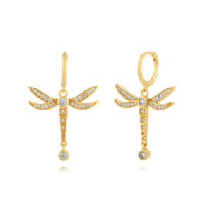 Pendientes Plata Aro Libélula Gold