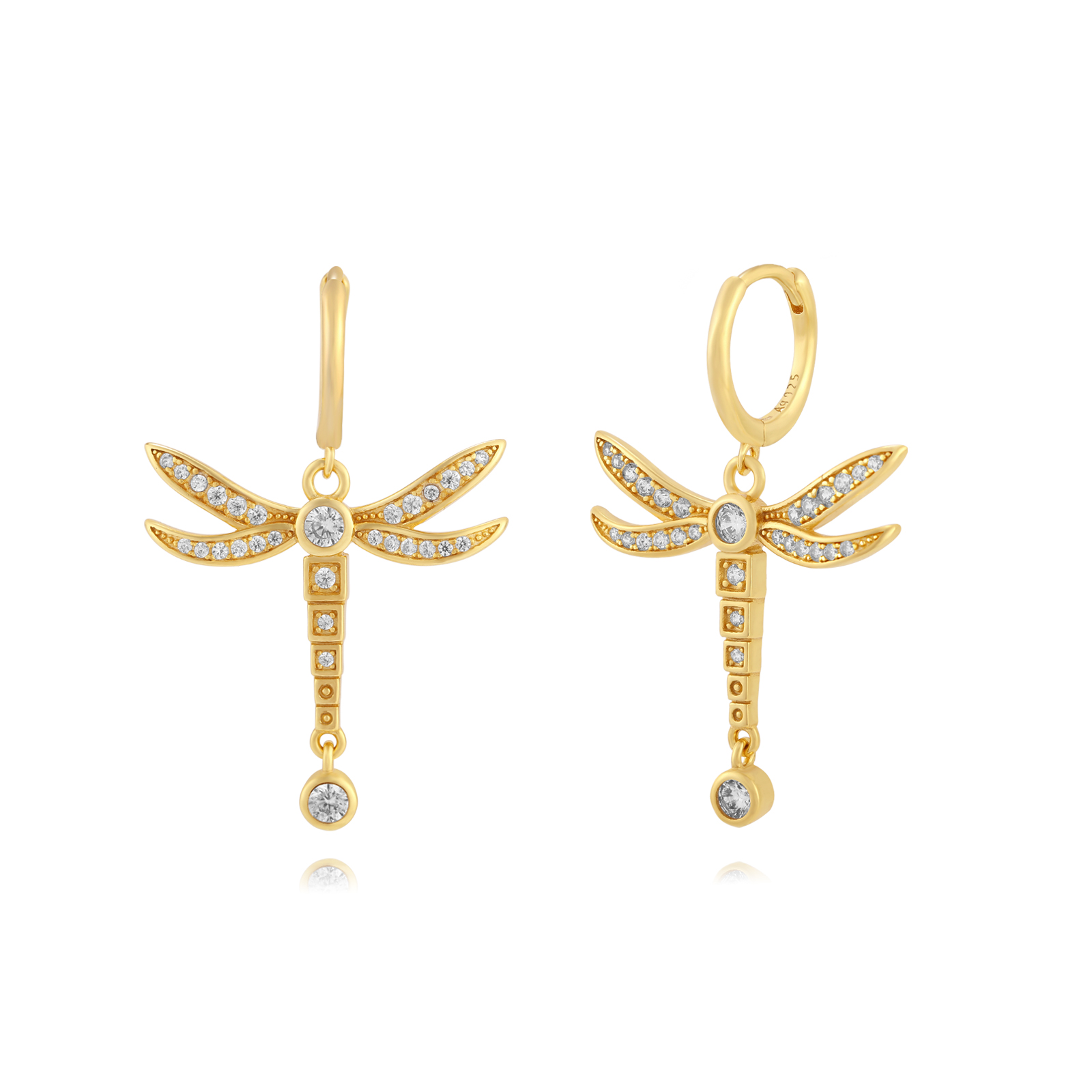 Pendientes Plata Aro Libélula Gold