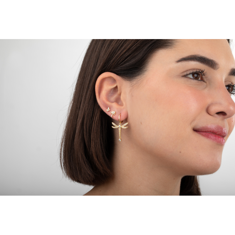 Pendientes Plata Aro Libélula Gold - Imagen 2
