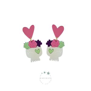 Pendientes Calavera Floreada