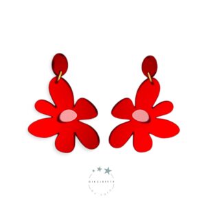 Pendientes Big Daisy Roja