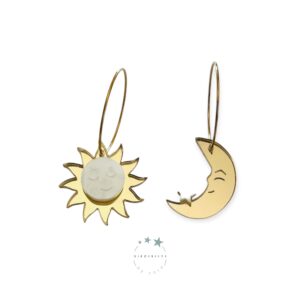 Pendientes Aro Sol y Luna Dorada