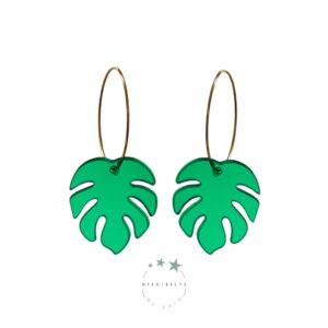 Pendientes Aro Monstera  Verde