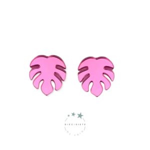 Pendientes Hoja de Monstera Rosa