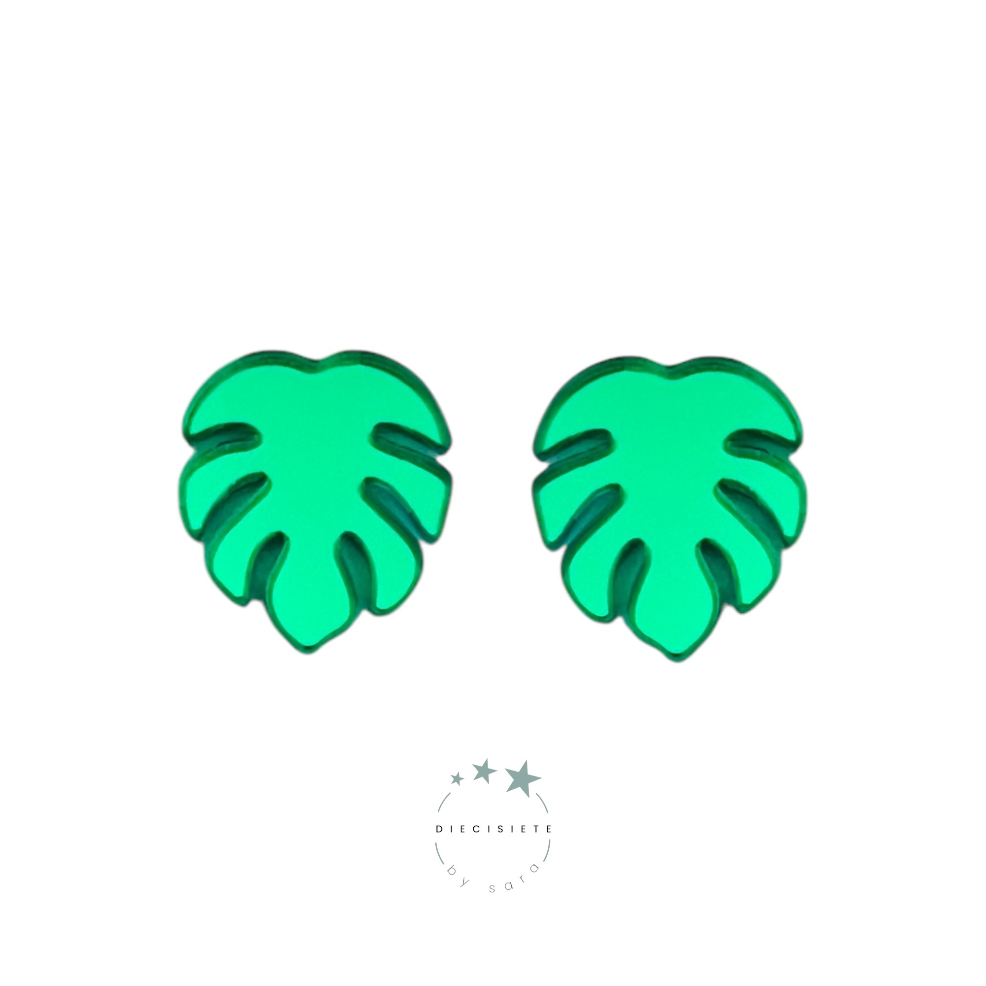 Pendientes Hoja de Monstera Verde