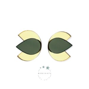 Pendientes Tulipán Mini Negro y Dorado