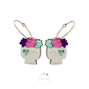 Pendientes Aro Calavera Floral