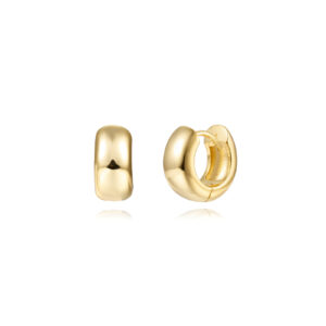 Pendientes Aro Plata 12mm Ancho 5mm Dorado