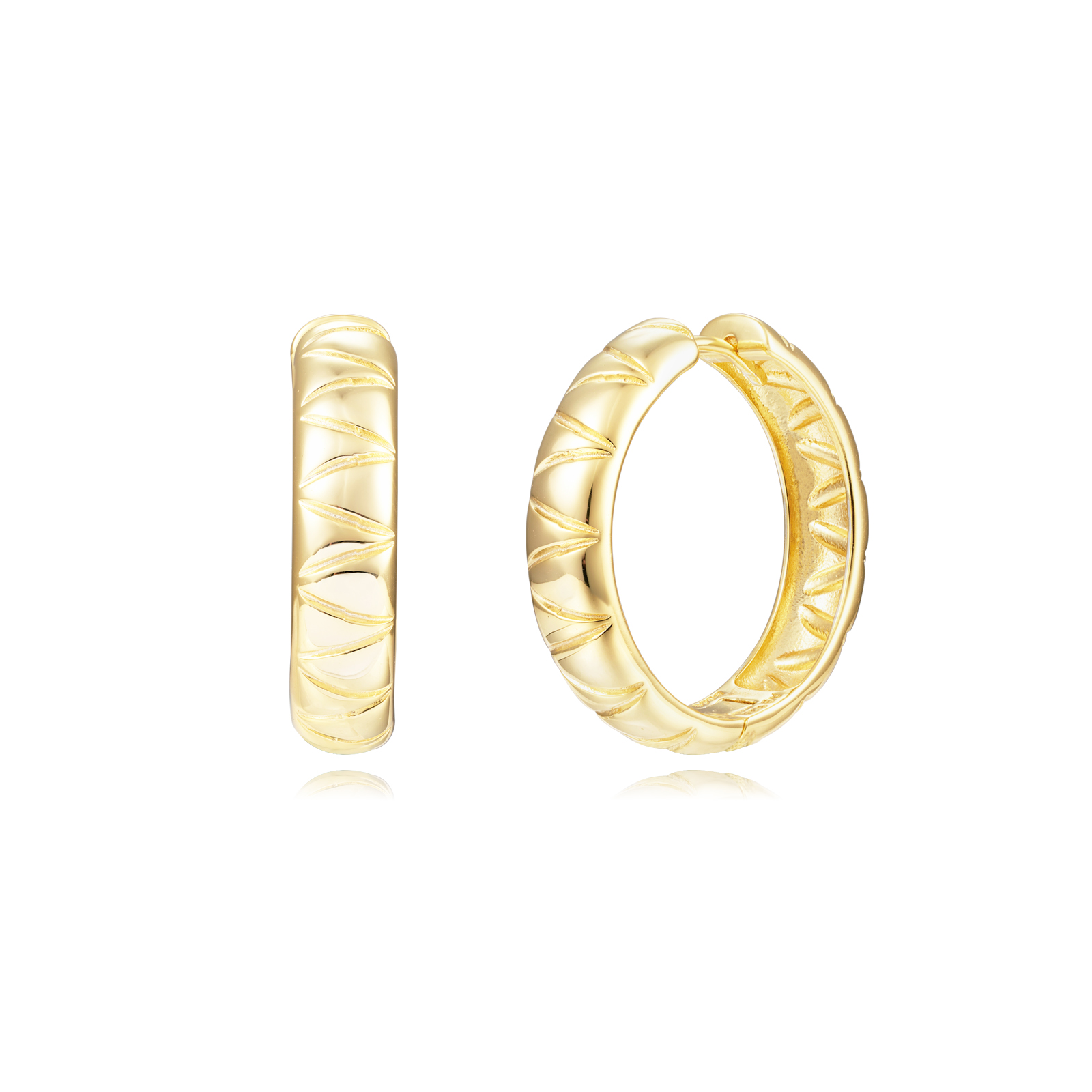 Pendientes Aro Plata 25mm Ancho 6mm Dorado
