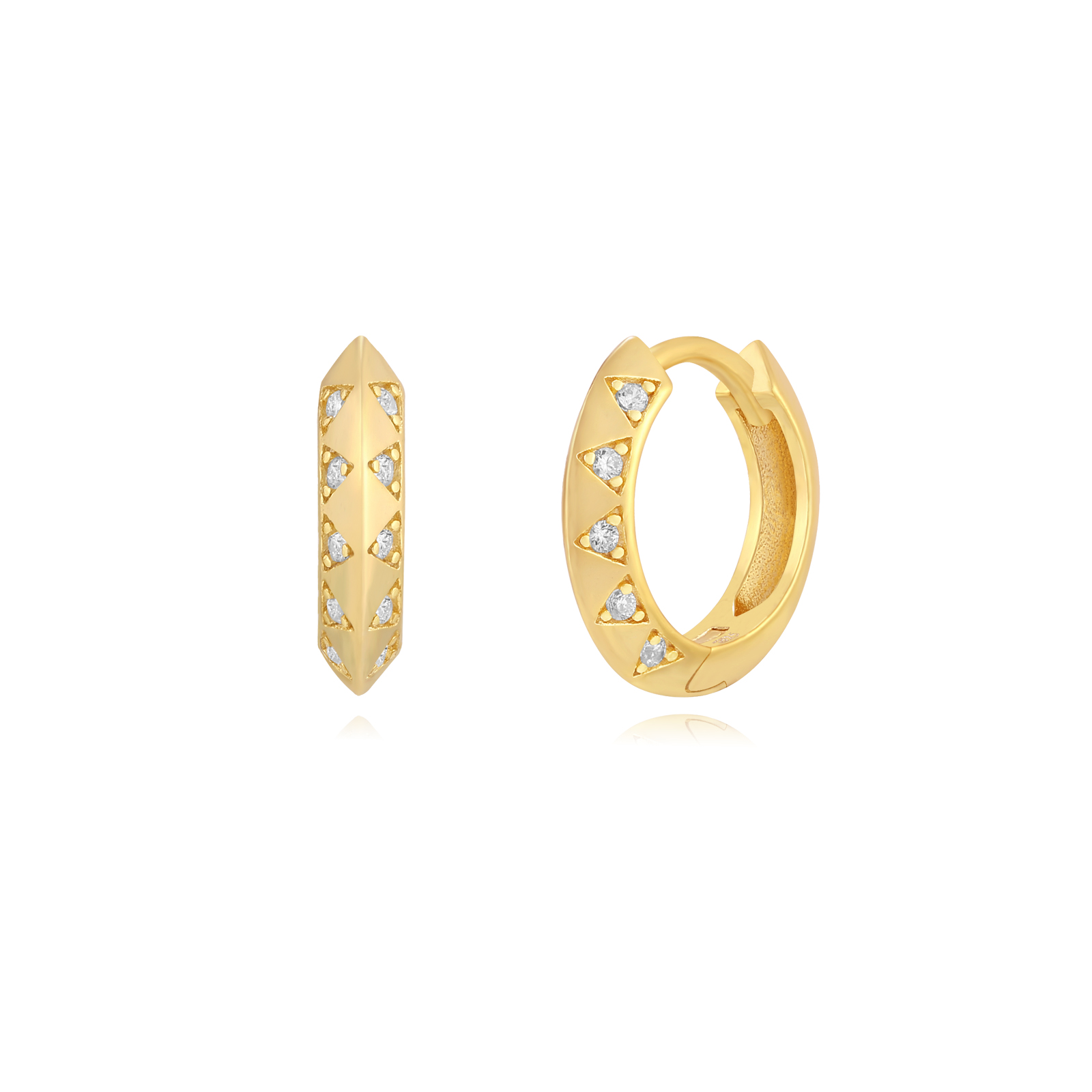 Pendientes Aro Plata con Circonitas Piramid Gold