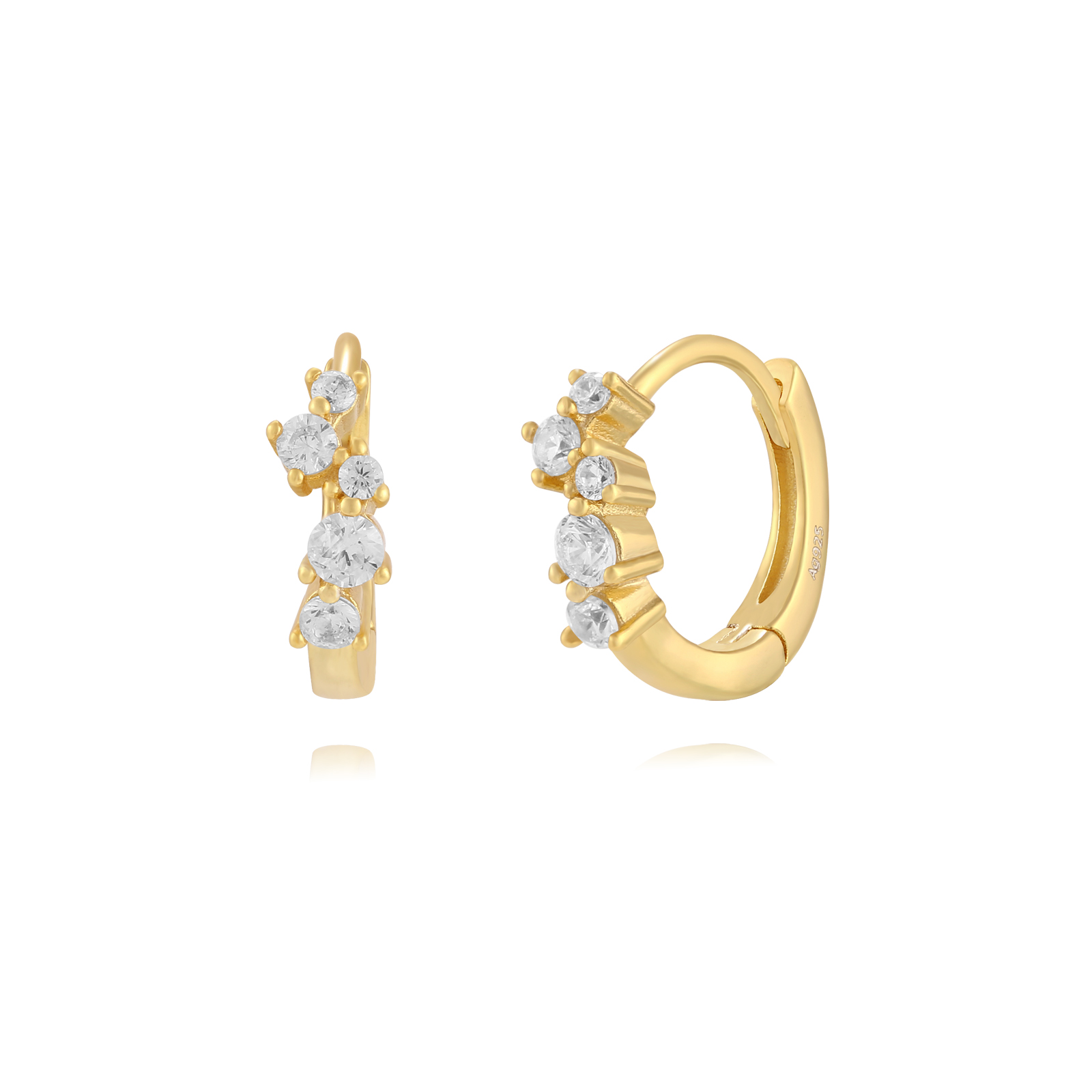 Pendientes Aro Plata con Circonitas Gold