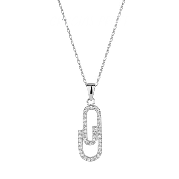 Collar en Plata de ley Clip con Circonitas