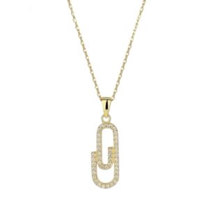 Collar en Plata de ley Dorado Clip con Circonitas