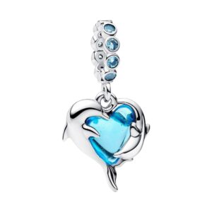 Charm en Plata de Ley Colgante Delfines de Murano azul 793924C01