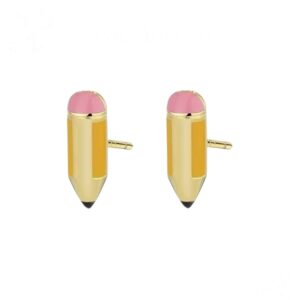 Pendientes Plata de ley Dorada Lápiz Esmalte