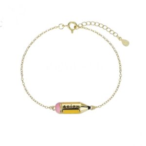 Pulsera Plata de ley Dorada Lápiz aeiou