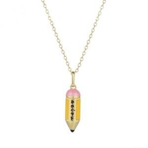 Collar en Plata de ley Dorado  Lápiz aeiou