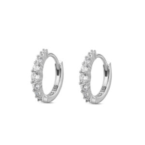 Pendientes Plata Aro 15mm Circonitas