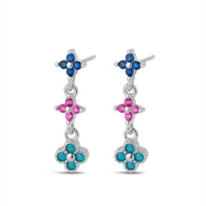 Pendientes Plata Trebol y Estrellas Colores