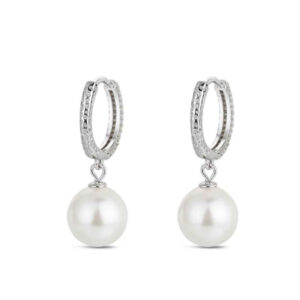 Pendientes Plata Aro Martele y Perla Natural