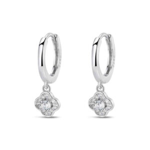 Pendientes Aro Plata y Trébol Circonitas