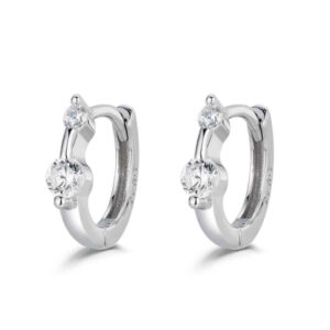 Pendientes Aro Plata y Dos Circonitas