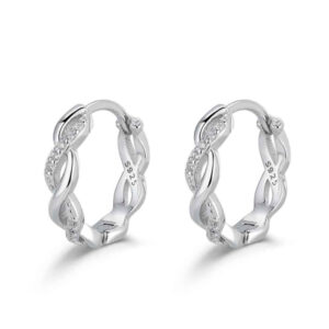 Pendientes Aro Plata Circonitas Trenza