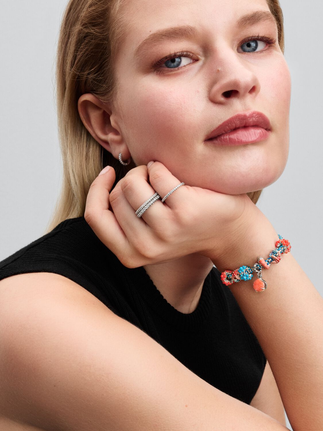 Charm Colgante Doble Concha Color Coral Plata de primera ley 793821C01 - Imagen 4