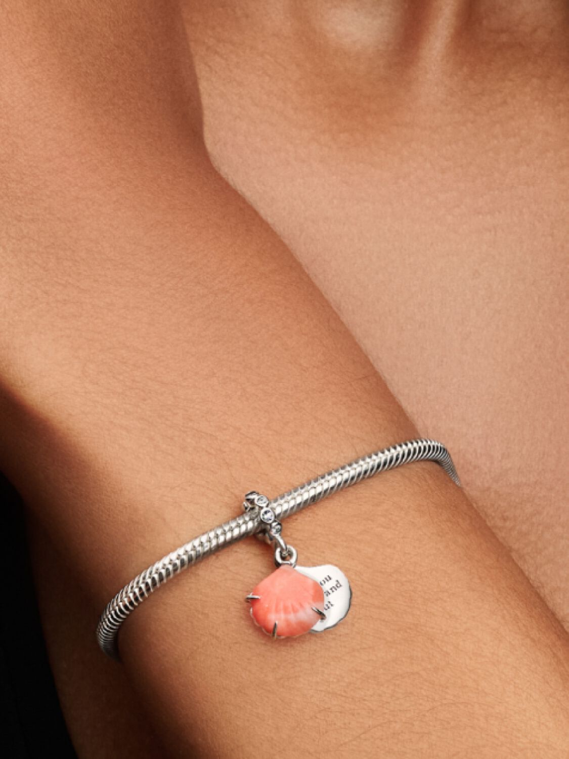 Charm Colgante Doble Concha Color Coral Plata de primera ley 793821C01 - Imagen 6