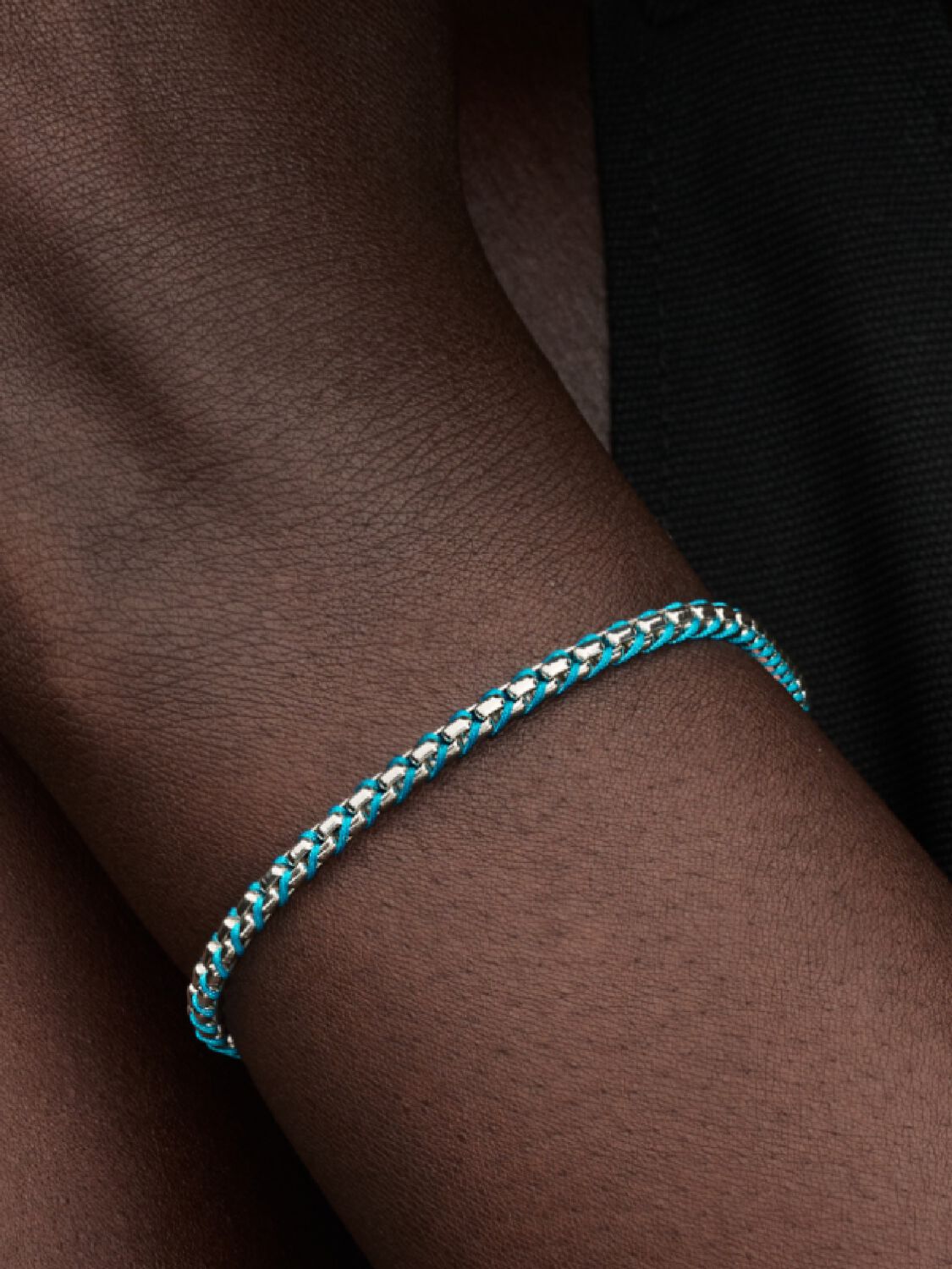 Pulsera Cadena Caja Cordón Azul Plata de Ley 593816C01 - Imagen 3