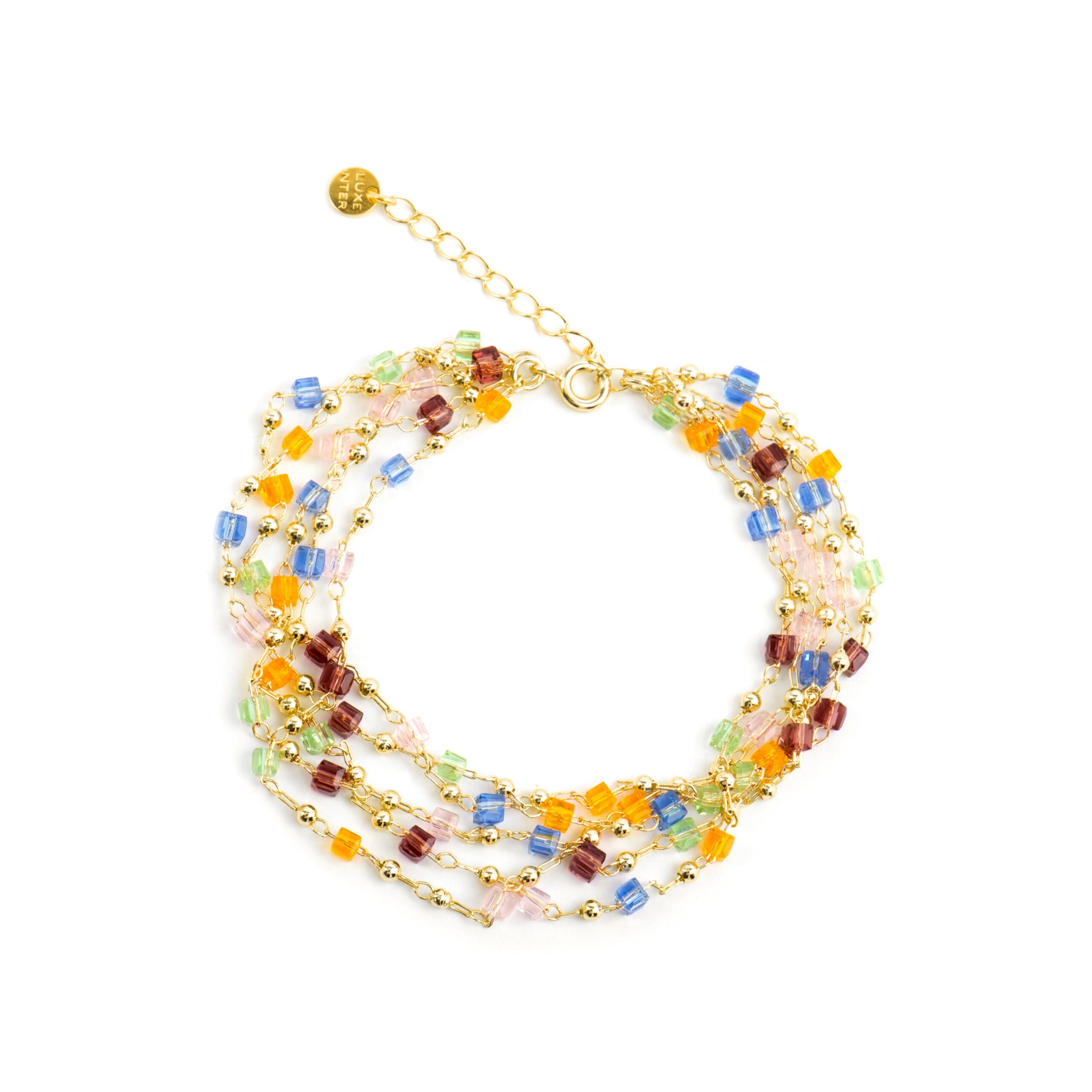 Collar Plata de ley y Cristal Multicolor Acabado Oro Amarillo de 18k Goben - Imagen 2