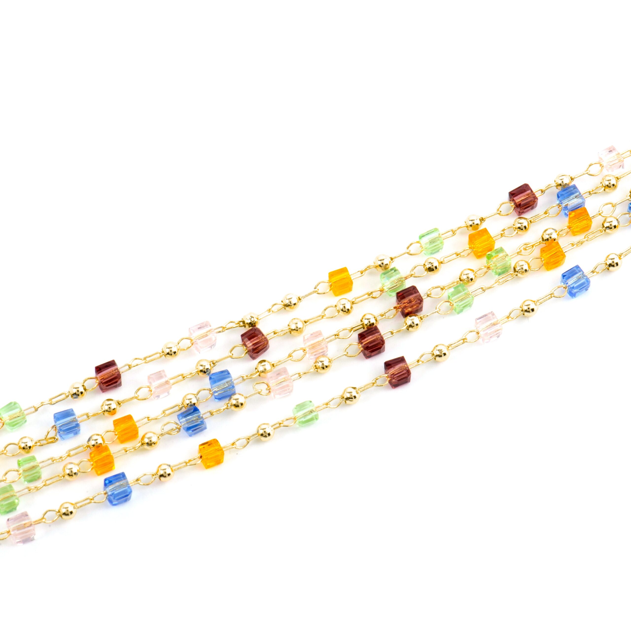 Collar Plata de ley y Cristal Multicolor Acabado Oro Amarillo de 18k Goben - Imagen 3