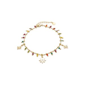 Pulsera Plata de ley y Cristal Multicolor Acabado Oro Amarillo de 18k Huin