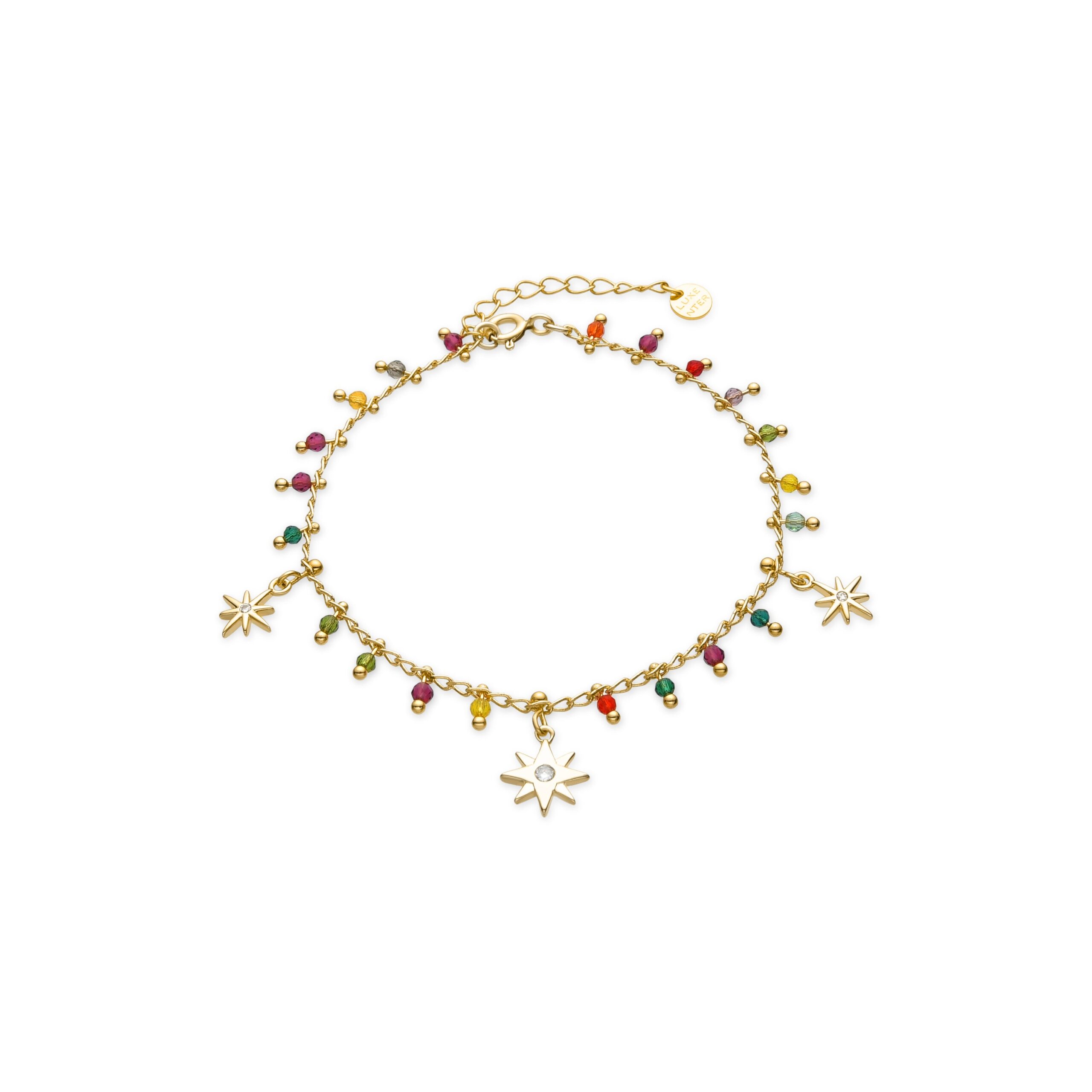Pulsera Plata de ley y Cristal Multicolor Acabado Oro Amarillo de 18k Huin