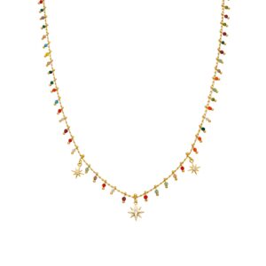 Collar Plata de ley y Cristal Multicolor Acabado Oro Amarillo de 18k Huin