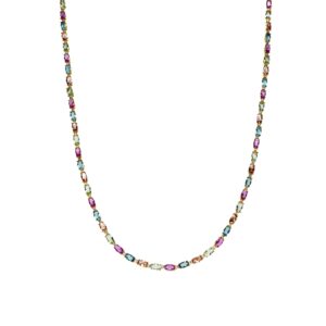 Collar Plata de ley y Circonita Multicolor Acabado Oro Amarillo de 18k Nie