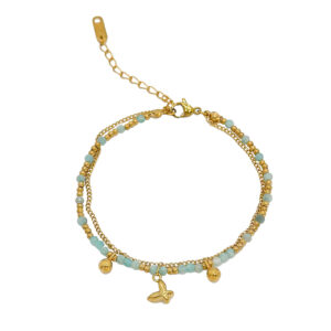 Pulsera Acero Mariposa y Mineral Amazonita