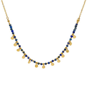 Collar Acero Nenúfares y Mineral Lapislázuli