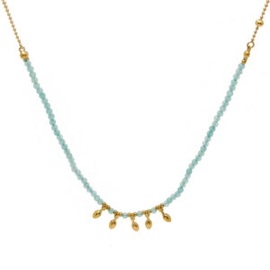 Collar Acero Maracas y Mineral Amazonita