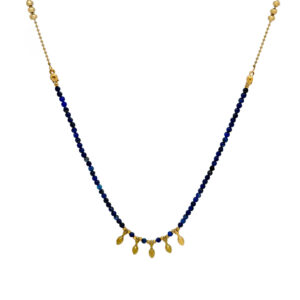 Collar Acero Maracas y Mineral Lapislázuli