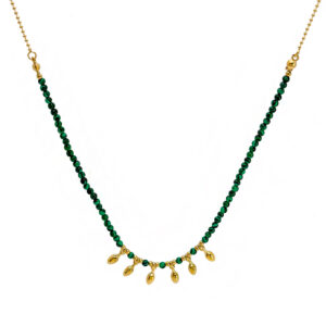 Collar Acero Maracas y Mineral Malaquita