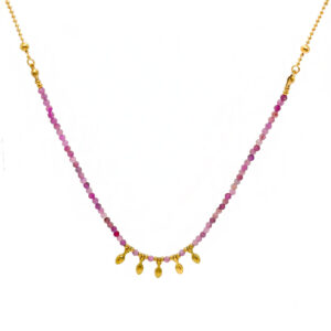 Collar Acero Maracas y Mineral Turmalina Rosa
