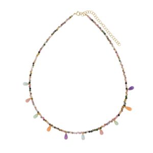 Collar Plata y Piedra Natural  Drop of Sea Turmalina