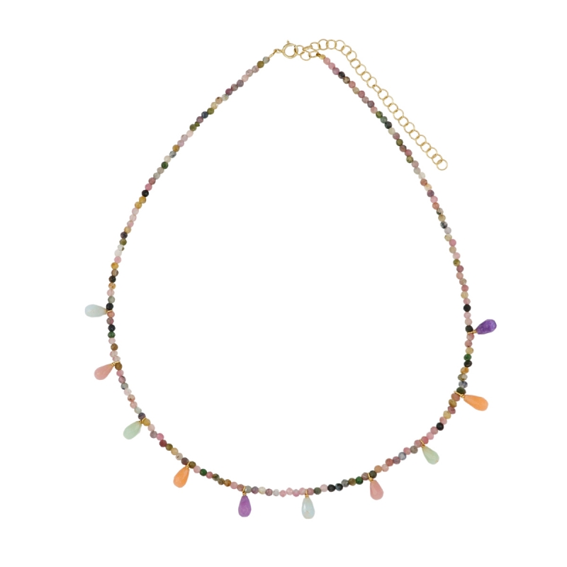 Collar Plata y Piedra Natural Drop of Sea Turmalina