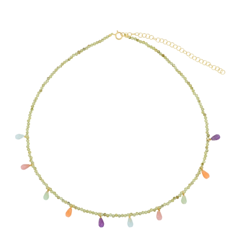 Collar Plata y Piedra Natural Drop of Sea Peridoto